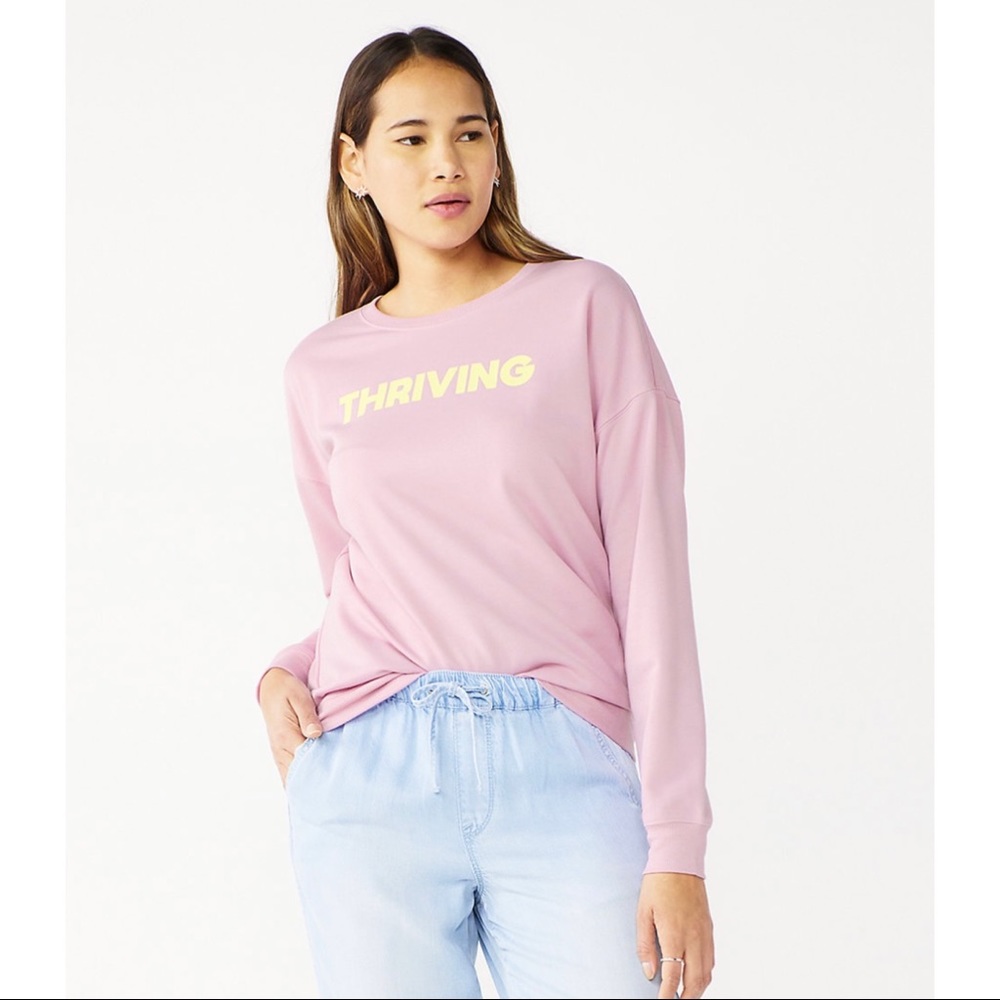 NWT Nine West Graphic Sweatshirt Pink Size S